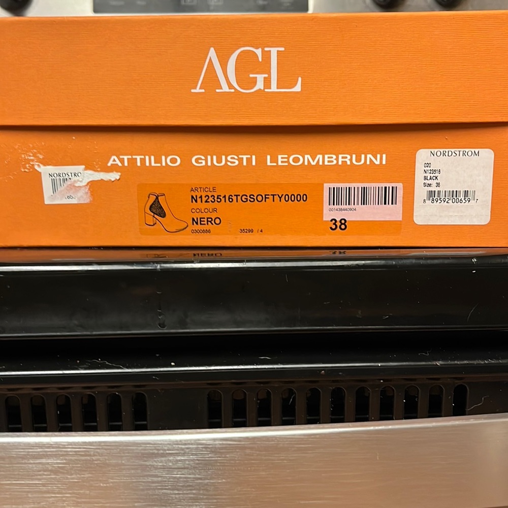 AGL Black Leather Bootie. Size 38. Original packaging
